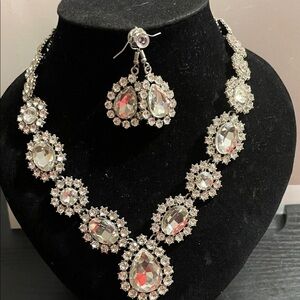 Elegant Silver Crystal Jewelry Set
